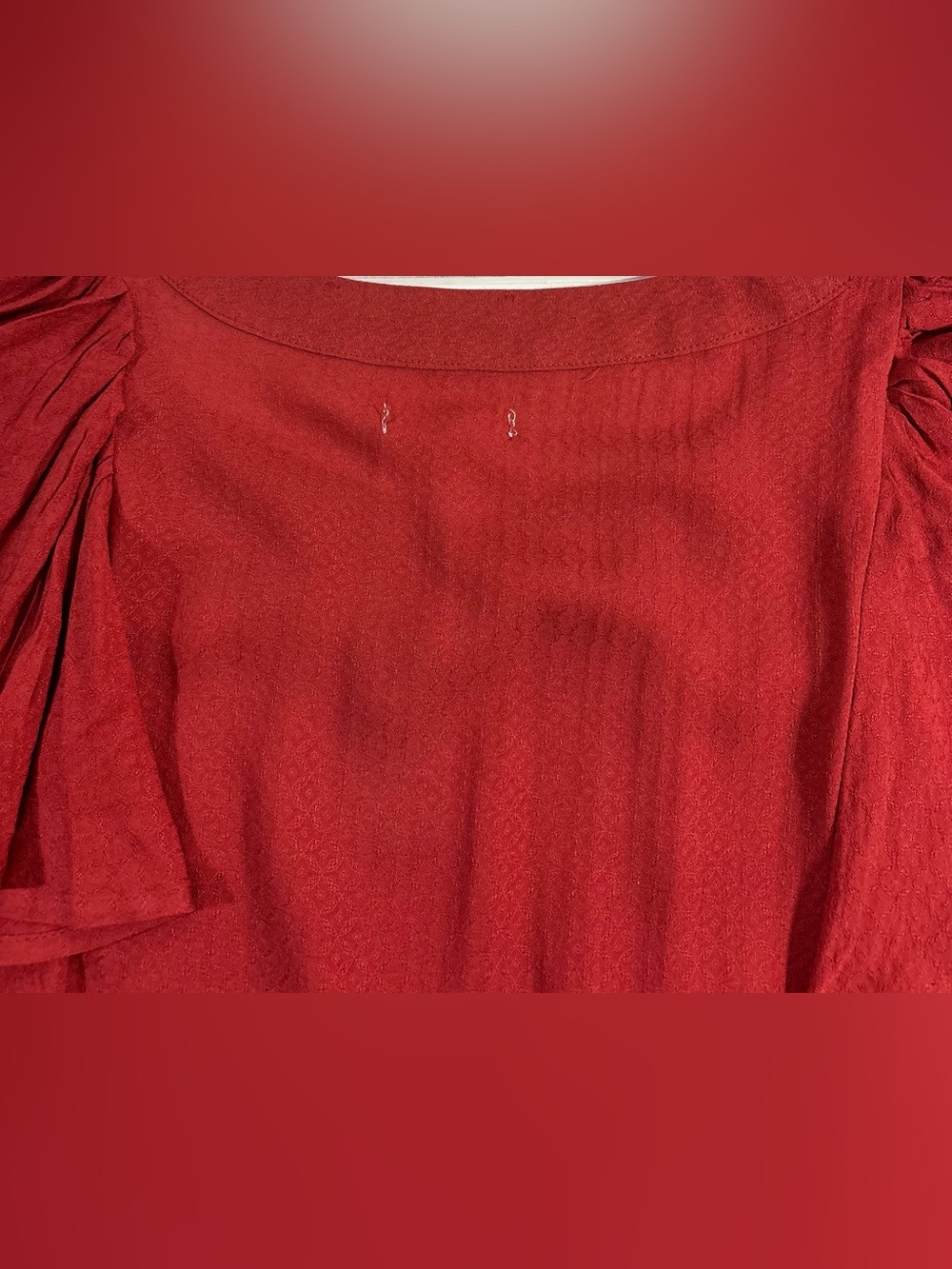 Maurices Ruffled Babydoll Blouse Cap Sleeve Rust Red Womens Size XXL Flowy Boho - Picture 16 of 16